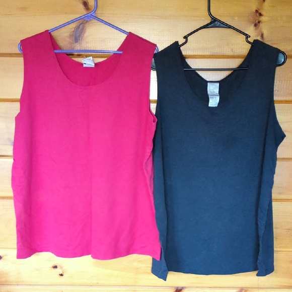 Roaman's Tops - Roaman's Vibrant Red and Sleek Black Tank Tops